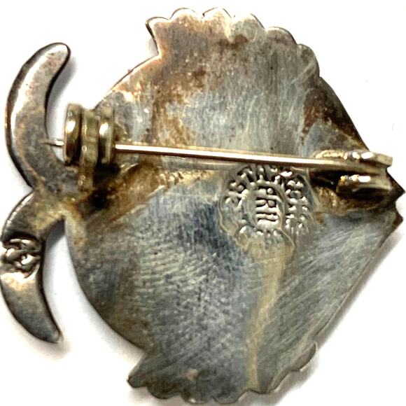 Vintage Taxco Mexico 925 Sterling Silver Abalone Puffer Angel Fish Pin - Picture 4 of 6